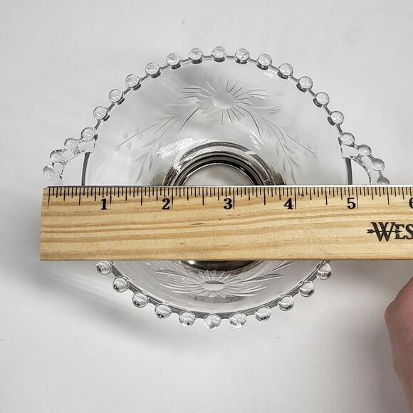 Imperial Candlewick Floral Glass Bowl w/Sterling Silver Base Rim Vintage - Picture 9 of 11